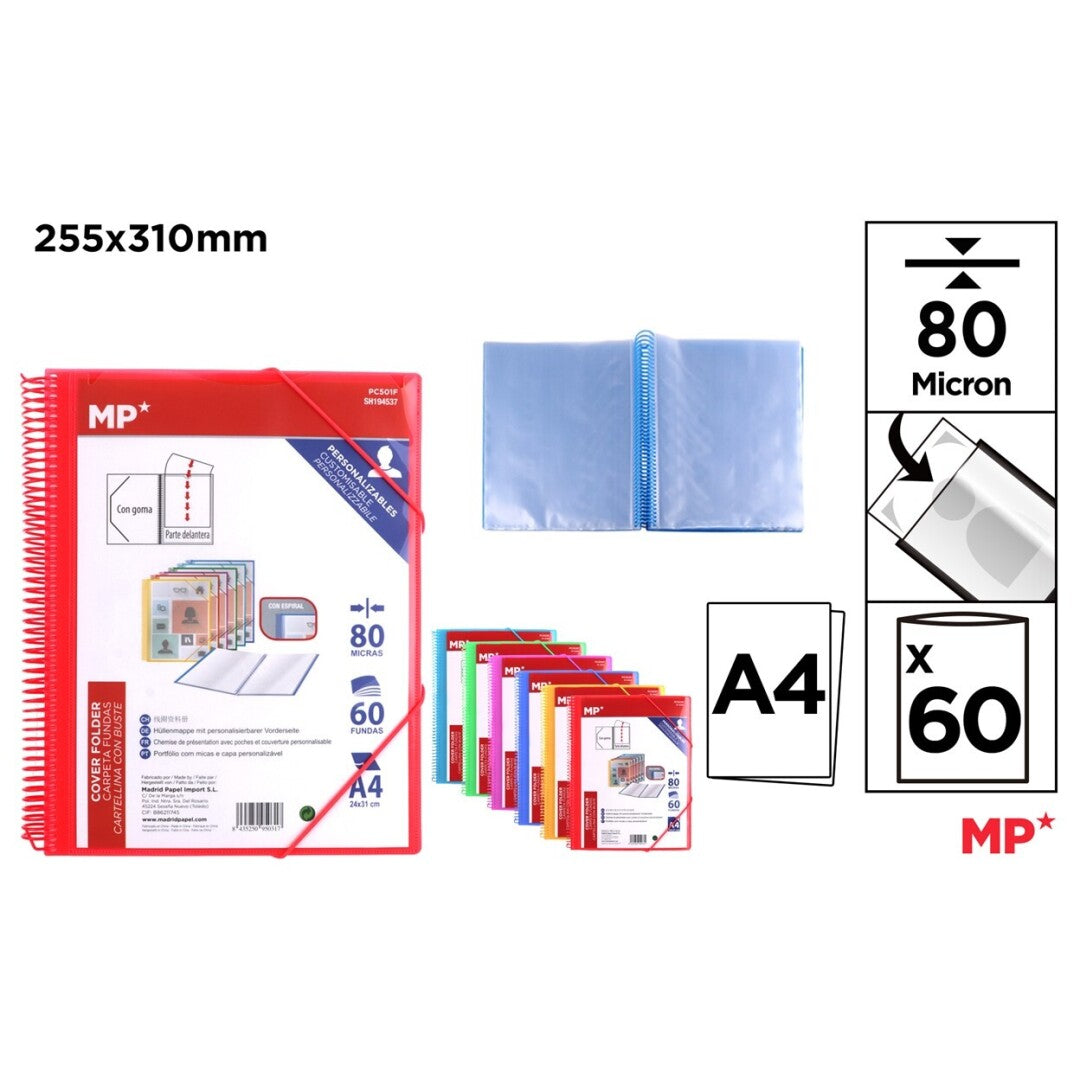 Carpeta 60 fundas a4 portada intercambiable