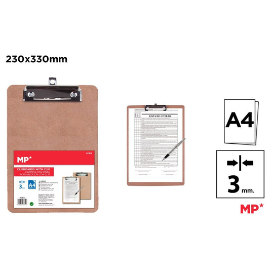 Carpeta de madera con pinza a4