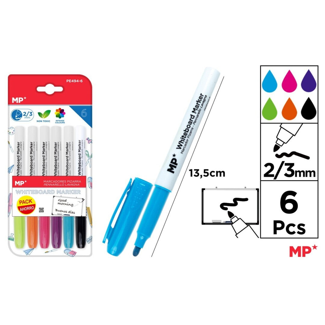 Marcador de pizarra 6u colores variados
