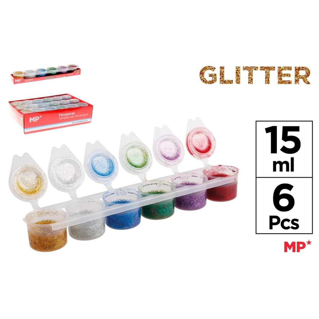 Tempera 6 colores purpurina