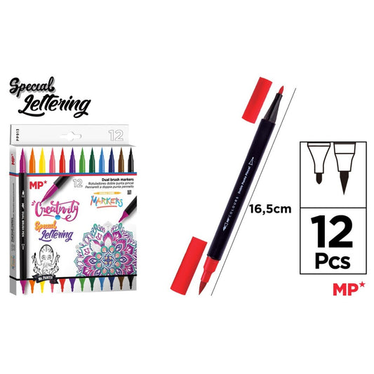 Rotuladores doble punta pincel 12u