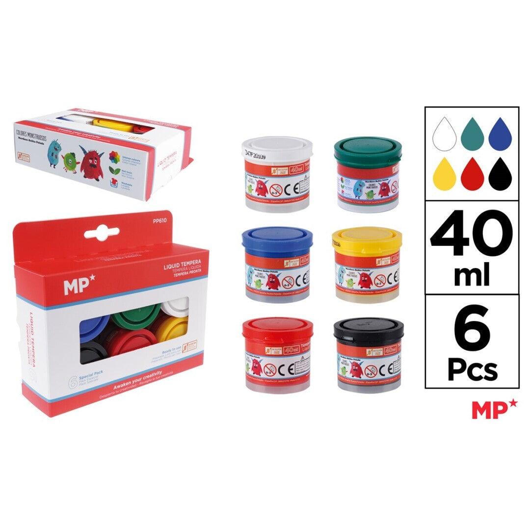 Estuche de 6 colores tempera 40ml