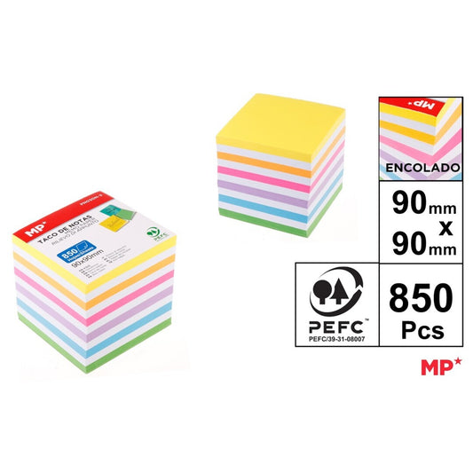 Taco de nota color surtido 850h encolado