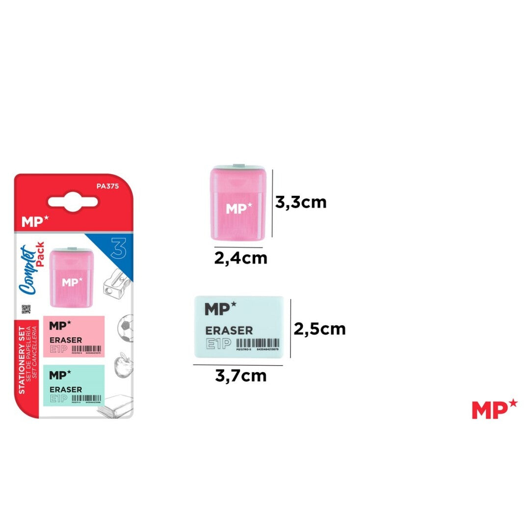 Set de escritura pastel (goma+sacapunta)