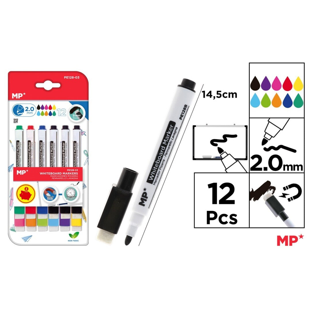Marcador de pizarra 12u colores variados