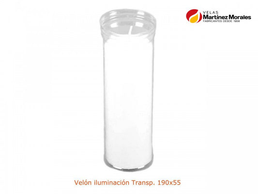 Velón iluminación transp. 19X5,5 cm