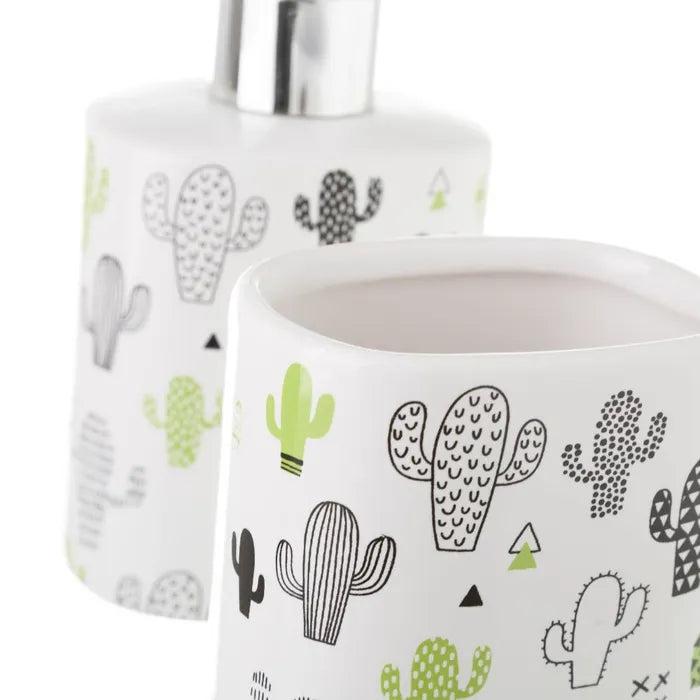 Set baño cactus cerámica 8 x 6 x 16 cm