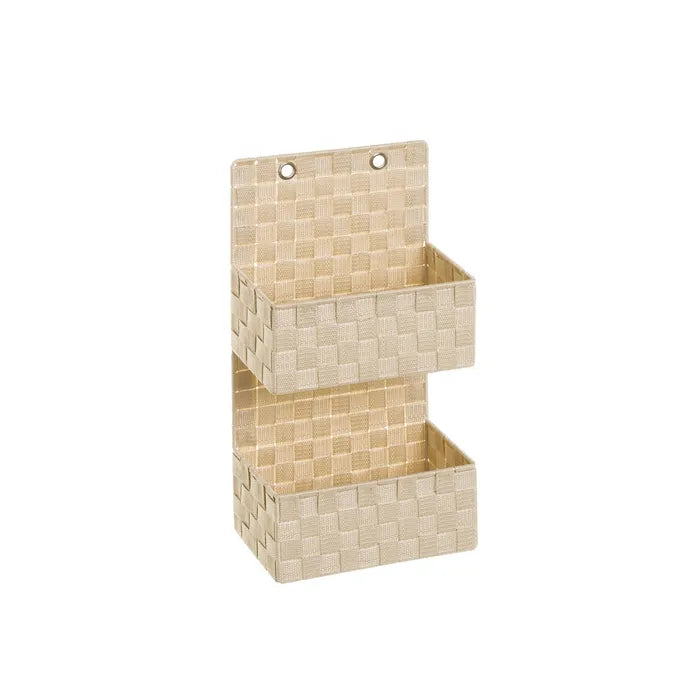 Organizador colgante 2 cestas pp beige 25 x 15 x 48 cm