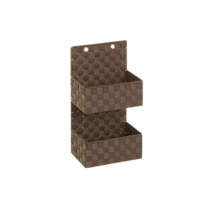 Organizador colgante 2 cestas chocolate 25 x 15 x 48 cm