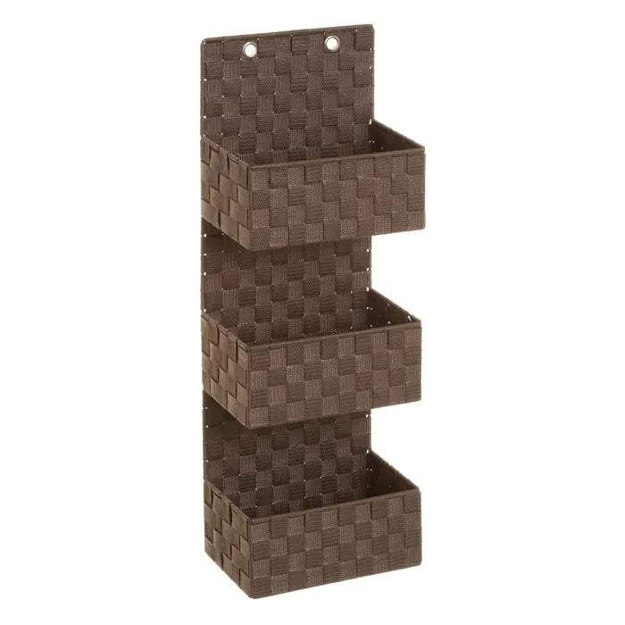 Organizador colgante 3 cestas chocolate 25 x 15 x 72 cm