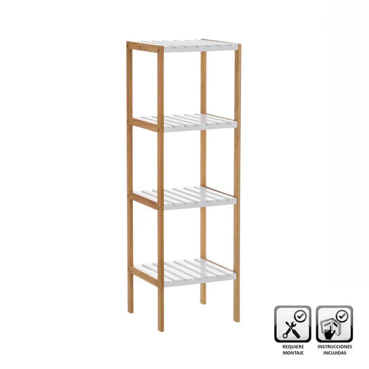 Estantería 4 baldas bambú-mdf 34 x 33 x 110 cm
