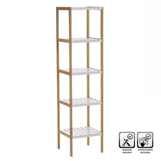 Estantería 5 baldas bambú-mdf 34 x 33 x 140 cm