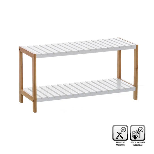 Zapatero 2 baldas bambú-mdf 70 x 26 x 36 cm