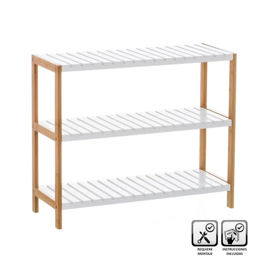 Zapatero 3 baldas bambú-mdf 70 x 26 x 58,50 cm