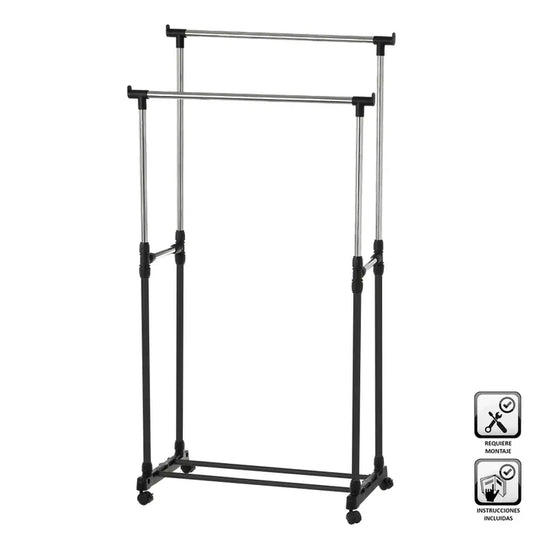 Perchero con ruedas metal-plástico 75 x 42 x 155 cm