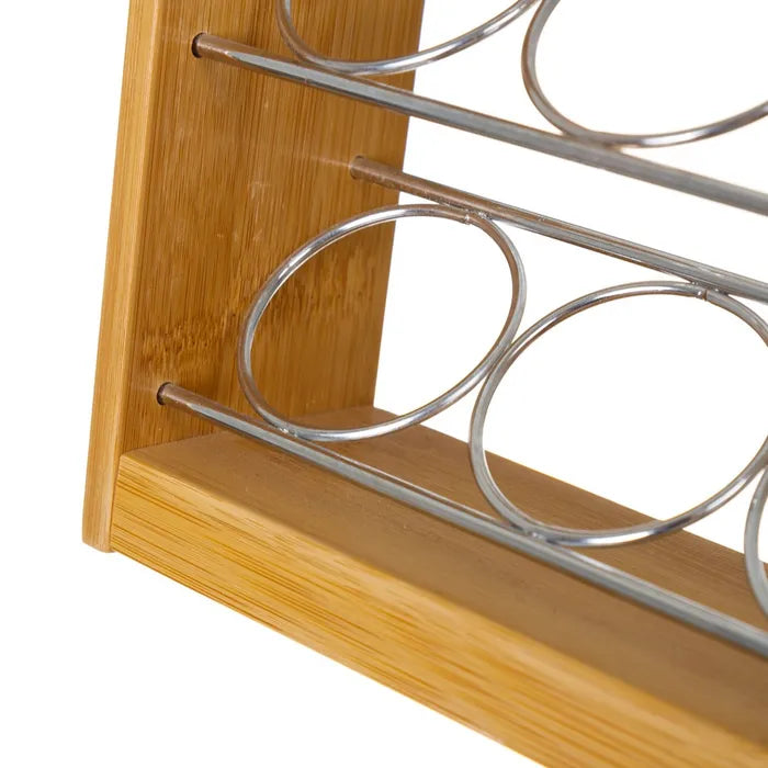Soporte cápsulas/especiero bambú-acero 22,50 x 6,50 x 26,50 cm