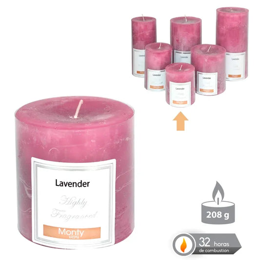 Vela cilíndrica perfumada lavander 7 x 7 cm