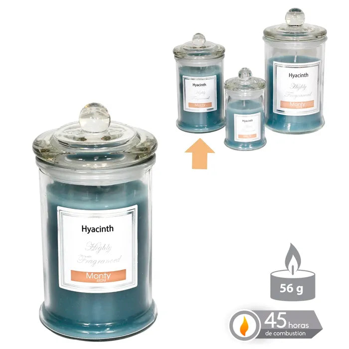 Vela tarro cristal perfumada hyacinth 7,50 x 14 cm