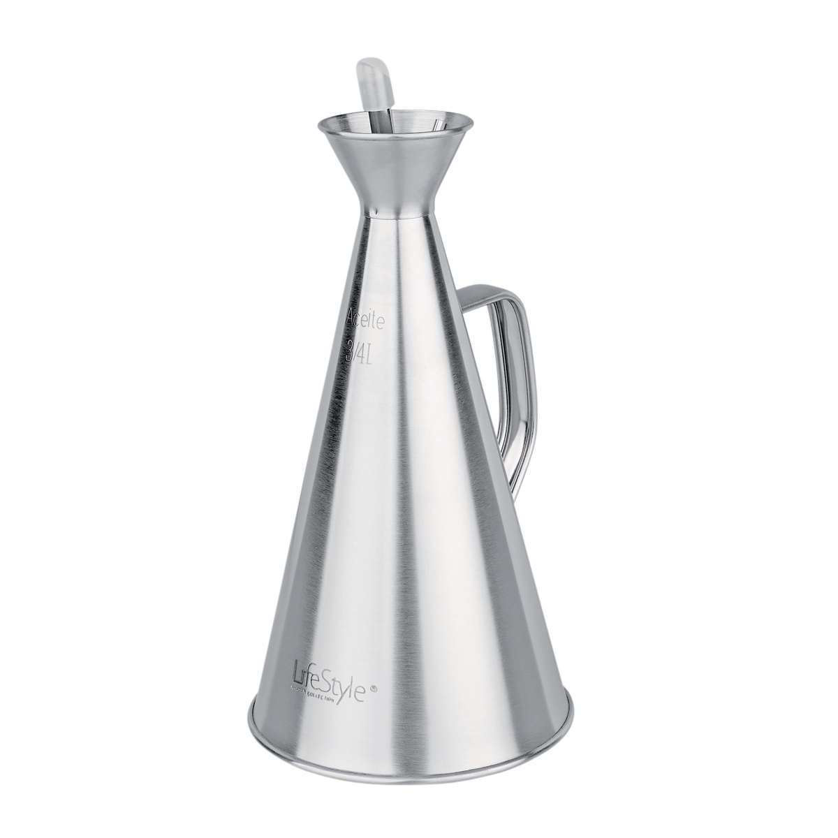 Aceitera inox 750 ml. Vertedor en tapón