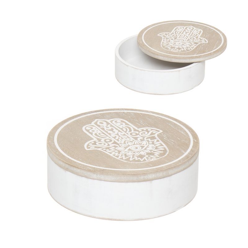 Caja redonda mano de fatima