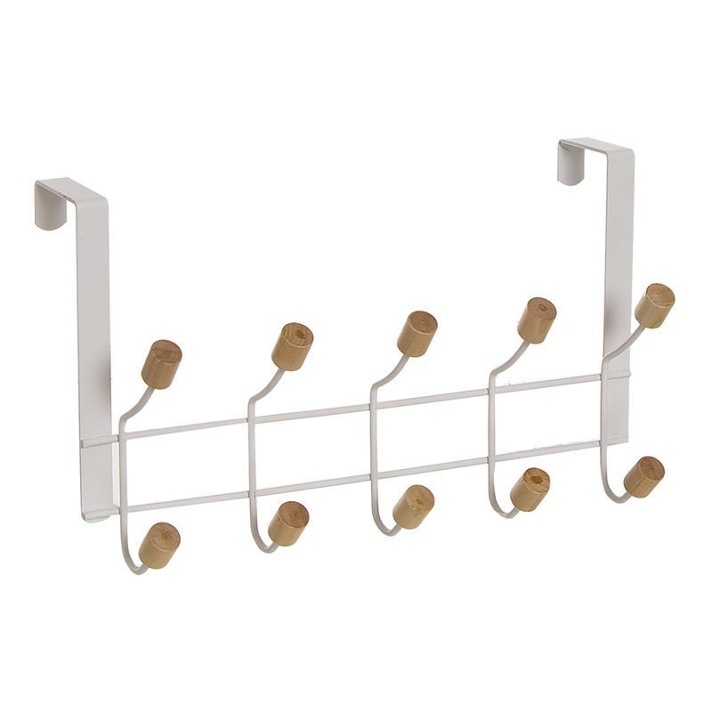 Perchero puerta 5 colgadores dobles blanco