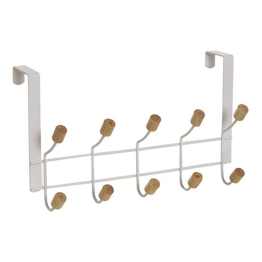 Perchero puerta 5 colgadores dobles blanco