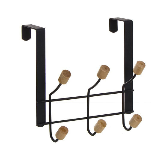 Perchero puerta 3 colgadores dobles negro