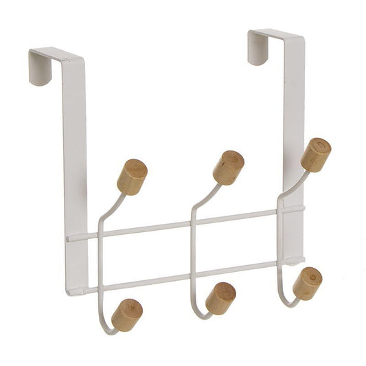 Perchero puerta 3 colgadores dobles blanco
