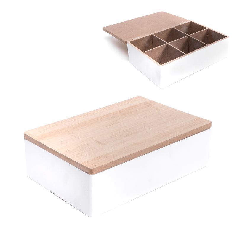 Caja 6 dptos. Efecto bambu blanco