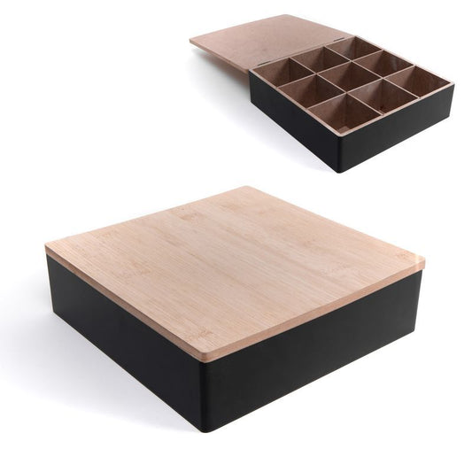 Caja 9 dptos. Efecto bambu negro