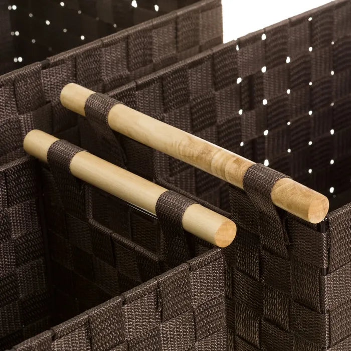 S/3 cesta con asas pp chocolate 40 x 30 x 22 cm