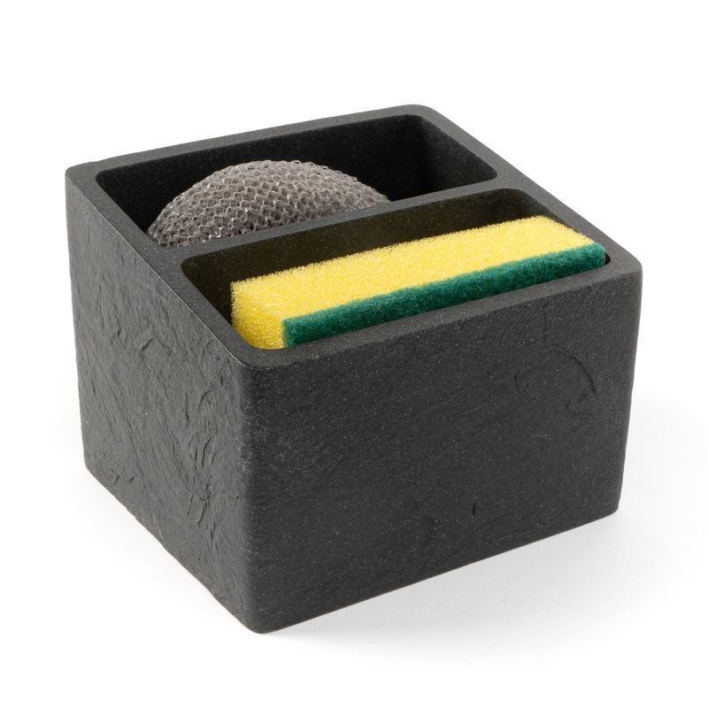 Estropajero doble con estropajos pizarra negro