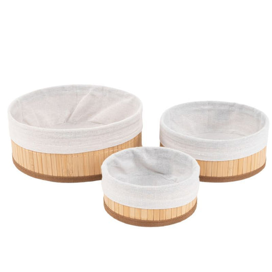 Juego de 3 cestas redondas bambu natural