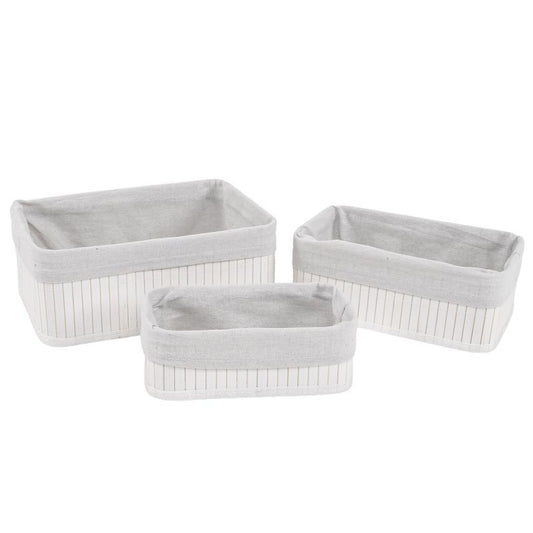 Juego de 3 cestas bambu blanco