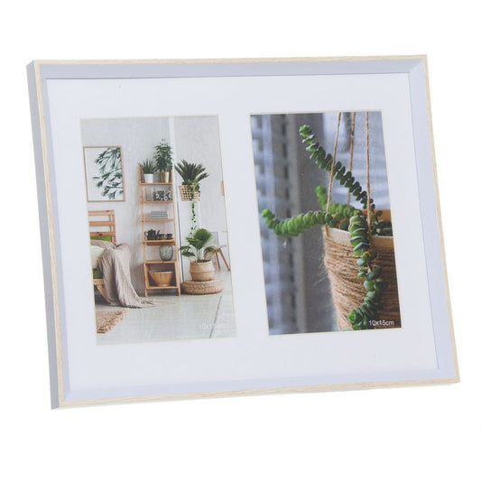 Portafotos doble 10x15 blanco/natural