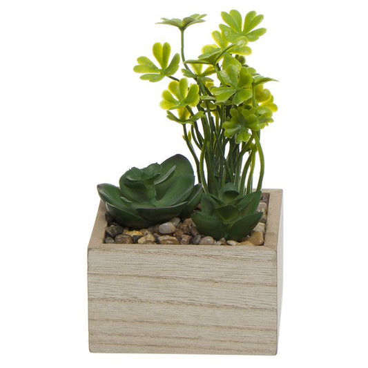 Planta artificial maceta madera