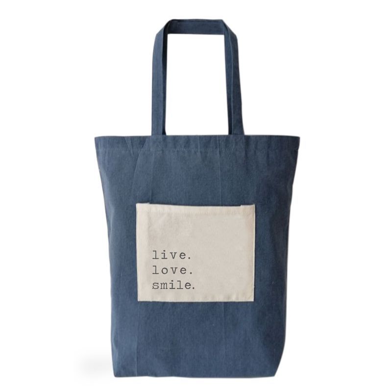 Bolsa algodon bolsillo azul