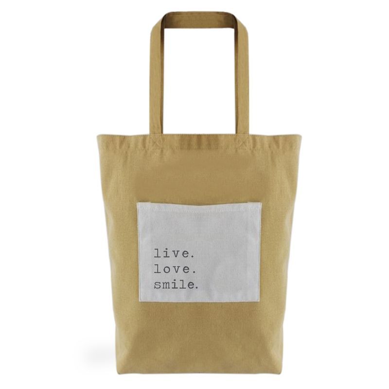 Bolsa algodon bolsillo mostaza