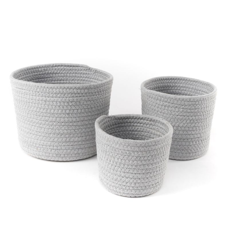 Juego de 3 cestas algodon gris