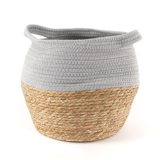 Cesto fibra y algodon gris