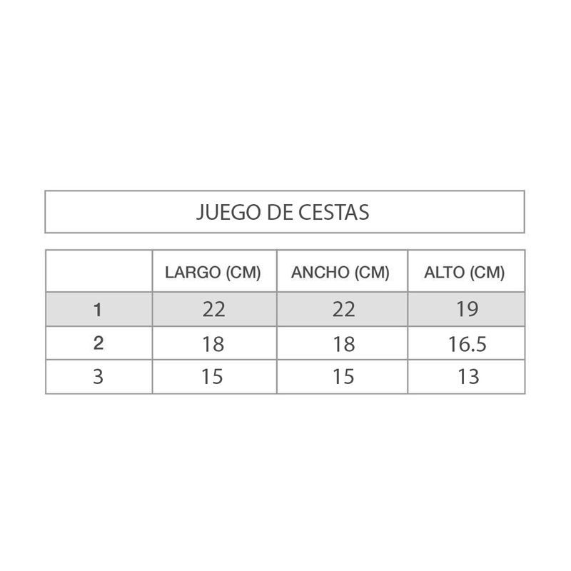 Juego de 3 cestas algodon natural