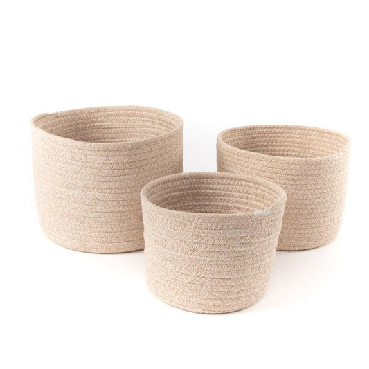 Juego de 3 cestas algodon natural