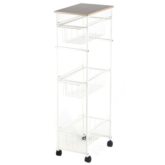 Carro auxiliar metal madera blanco