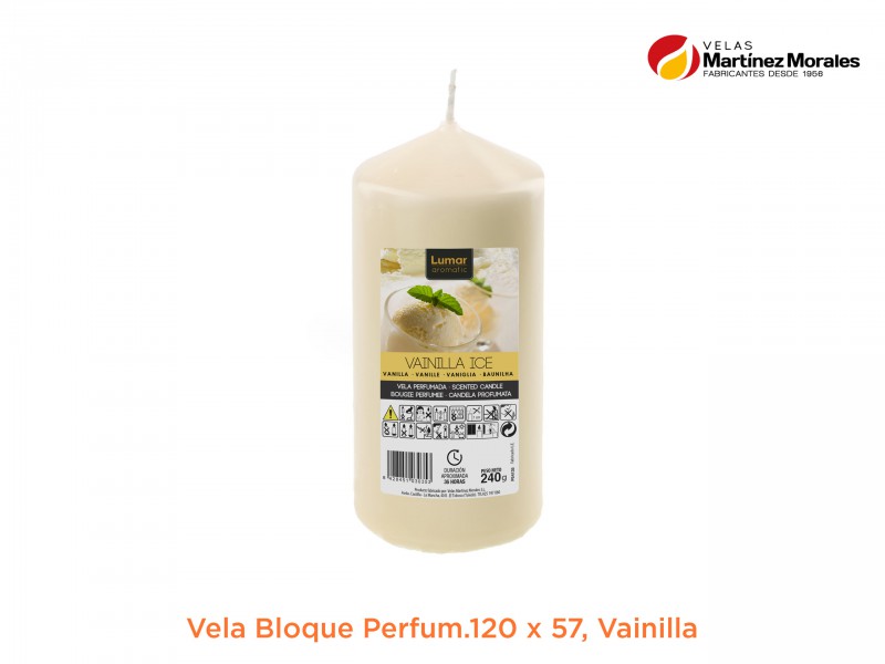 Vela bloque perfumada vainilla 12x5,7 cm