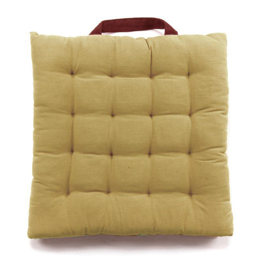 Cojin suelo 40x40 con asa mostaza