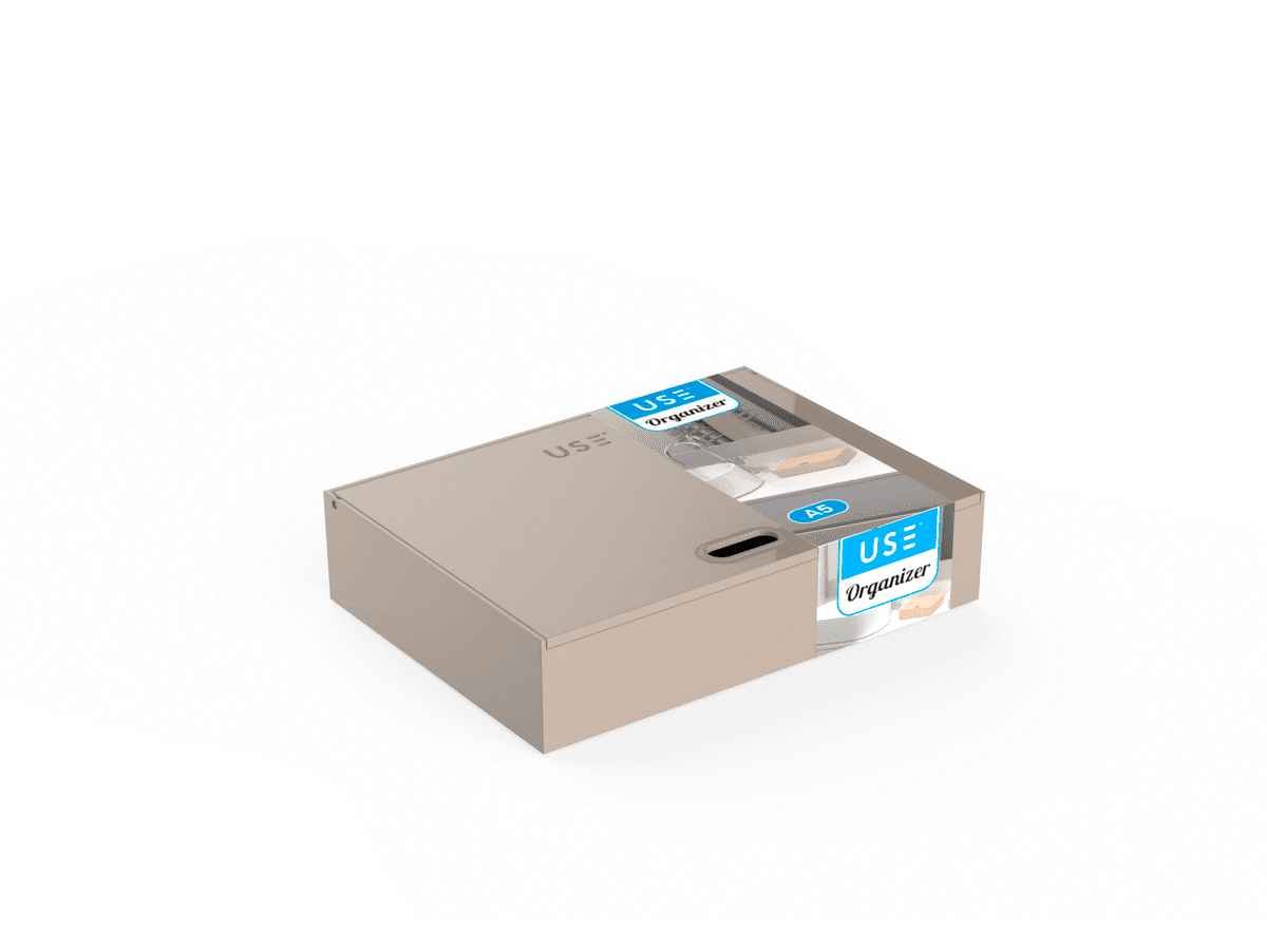 Caja organizadora con tapa abatible tamaño a5
