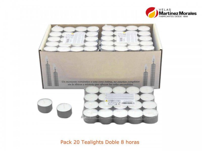 Pack 20 tealights doble 8 horas