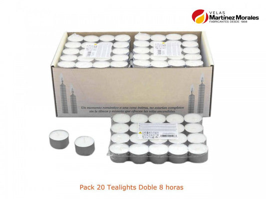 Pack 20 tealights doble 8 horas