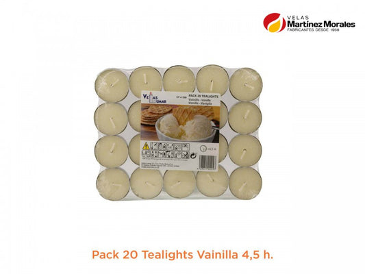 Pack 20 tealights vainilla
