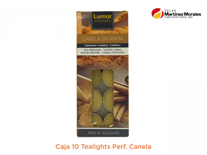 Caja 10 tealights perf. Canela